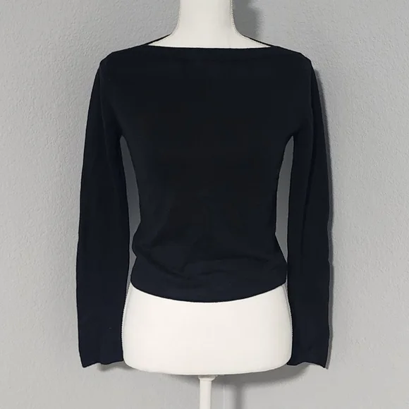 Chic Vintage Y2K Esprit Black Long Sleeve “Boat-Neck” Sweater Top - Size Medium - Picture 1 of 8
